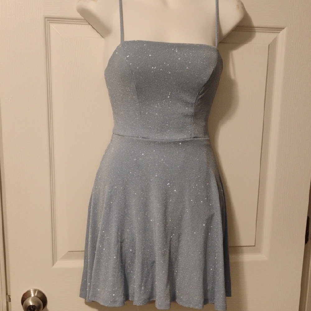 Sky Blue Shimmering Mini Dress